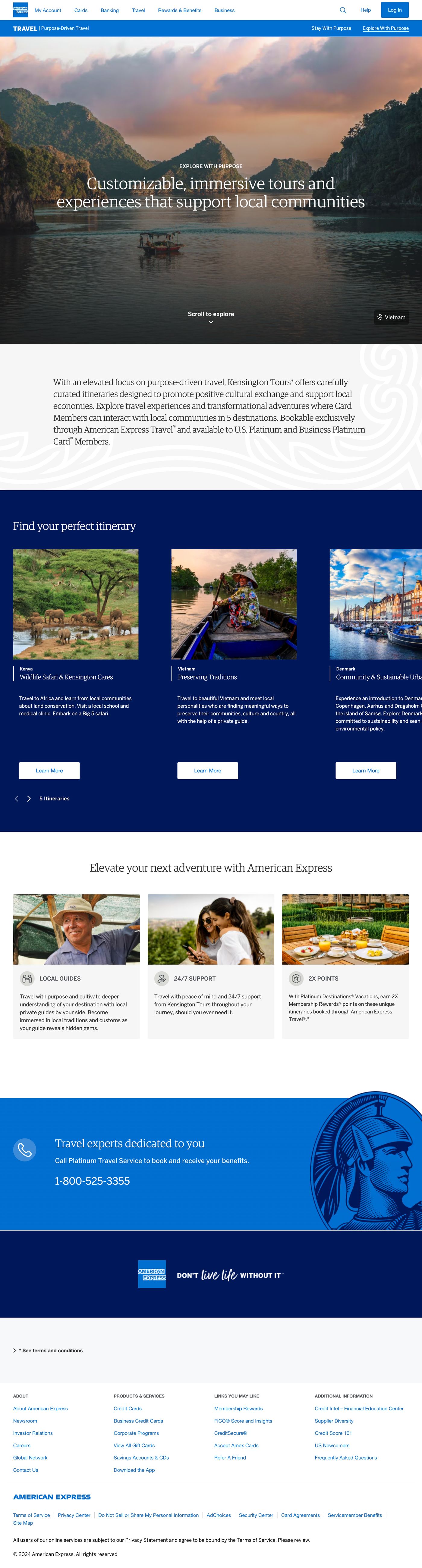 American Express Travel purpose-driven travel: tours
