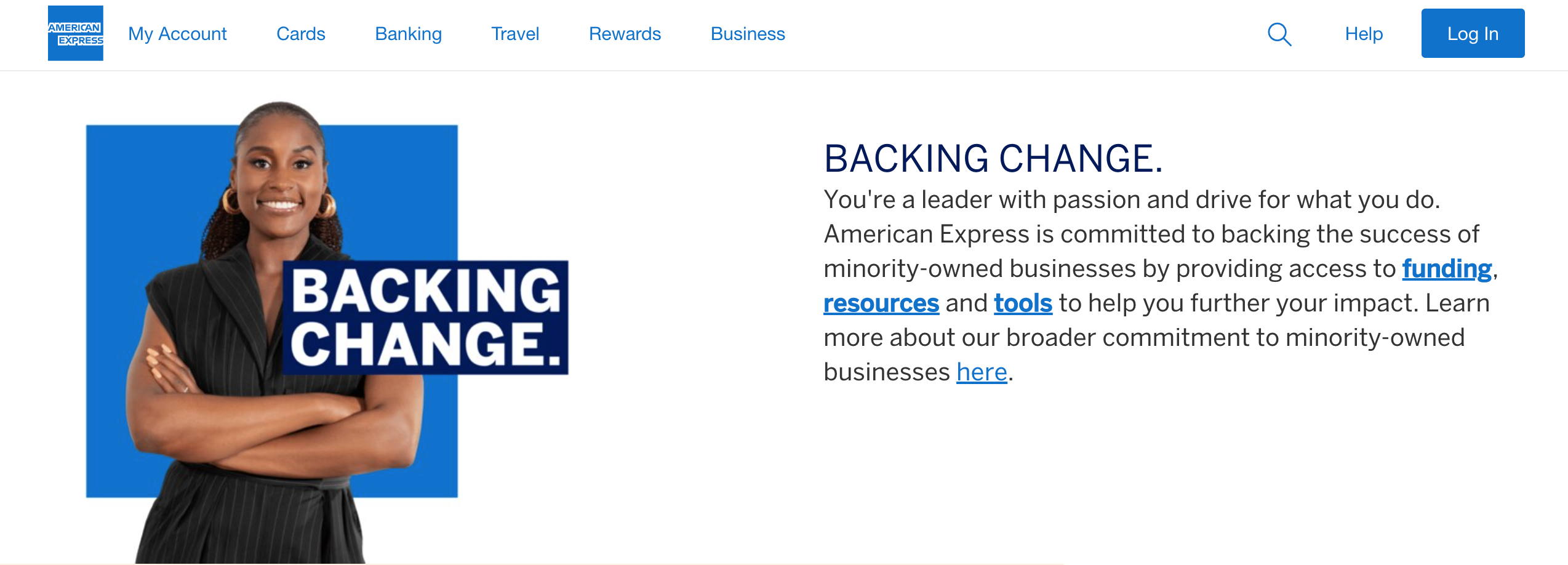 American Express Backing Change campaign asset