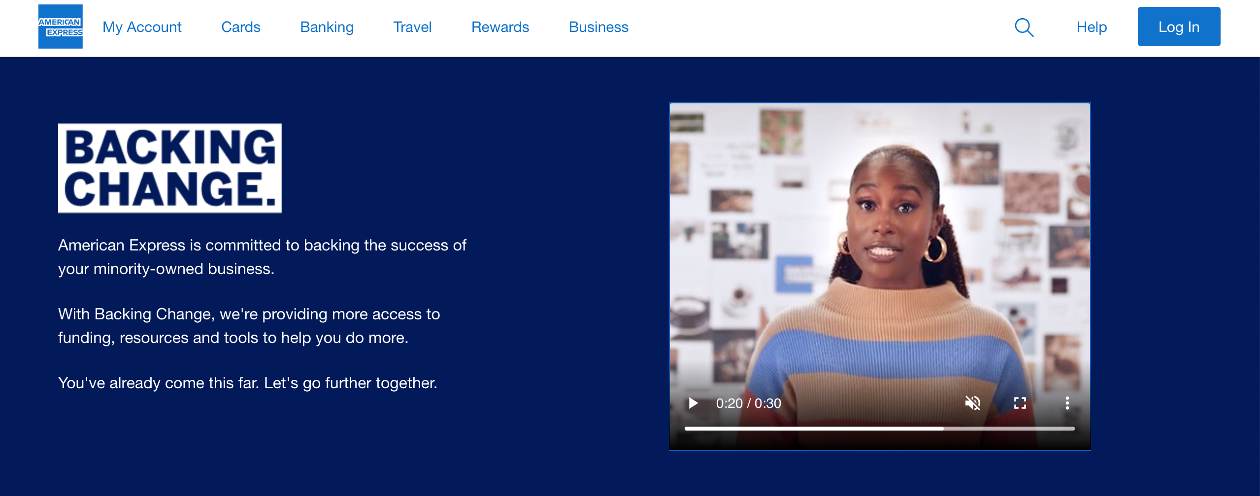American Express Backing Change campaign asset