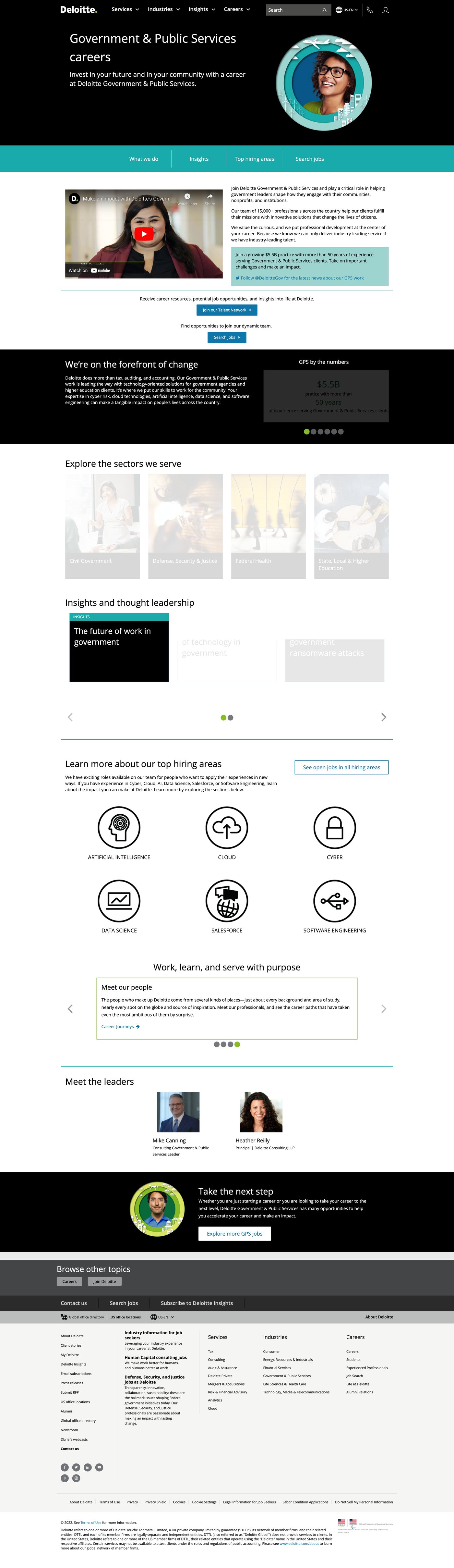 Deloitte Government & Public Services careers page