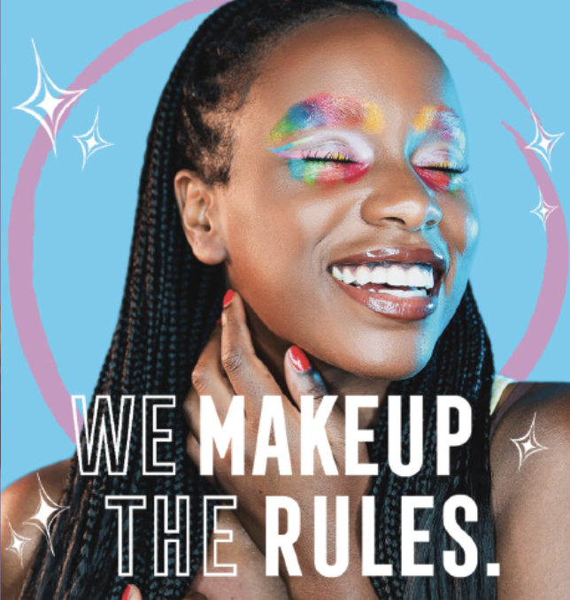 essence cosmetics Pride campaign key art: We Makeup The Rules