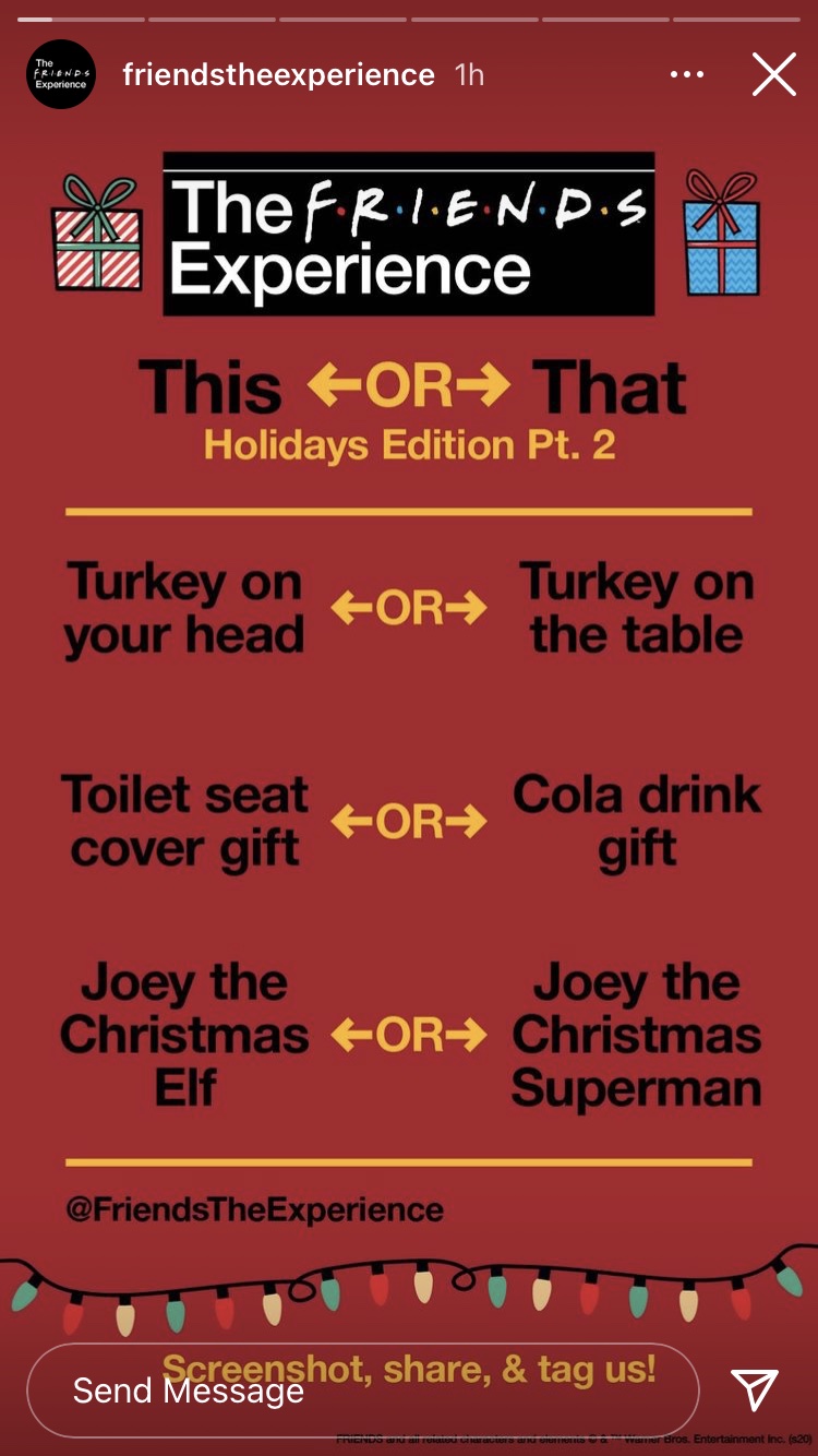 FRIENDS Experience Instagram Story, This or That Holidays Edition Pt. 2