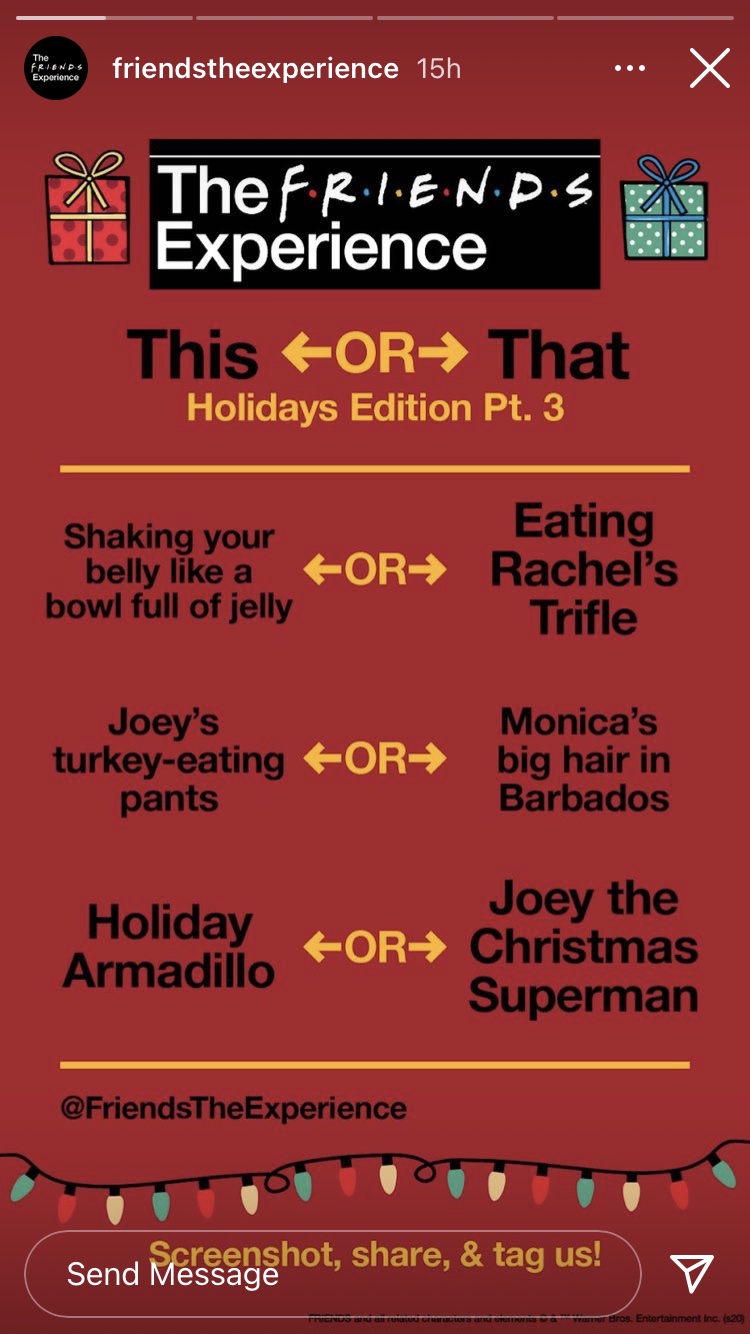 FRIENDS Experience Instagram Story, This or That Holidays Edition Pt. 3