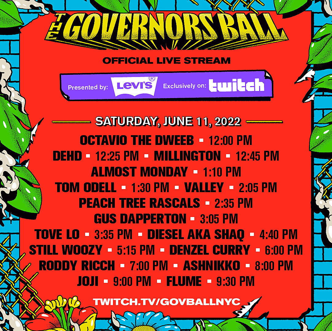 Governors Ball official live stream schedule, Saturday June 11 2022