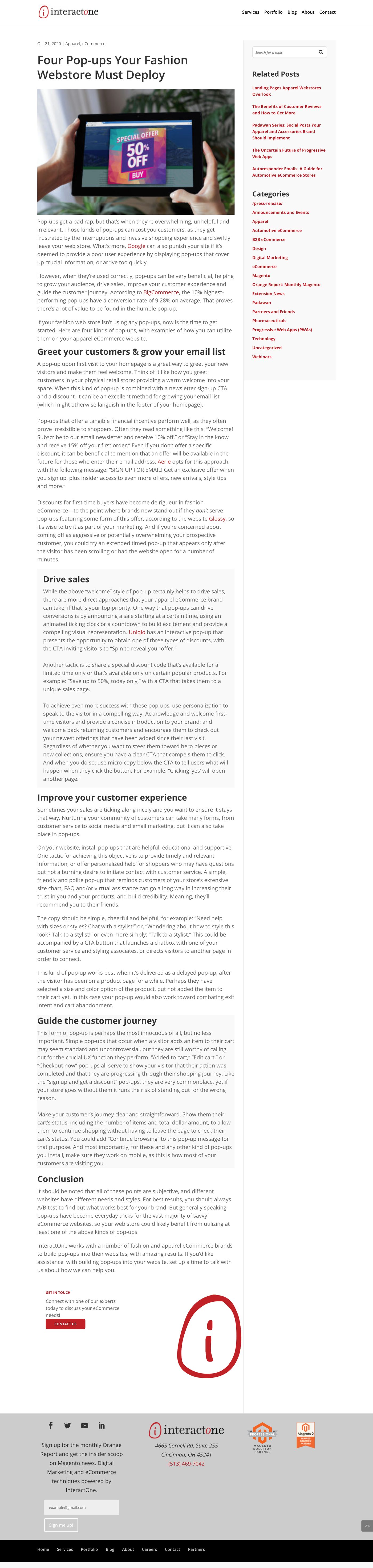InteractOne blog post: Four pop-ups your fashion webstore must deploy