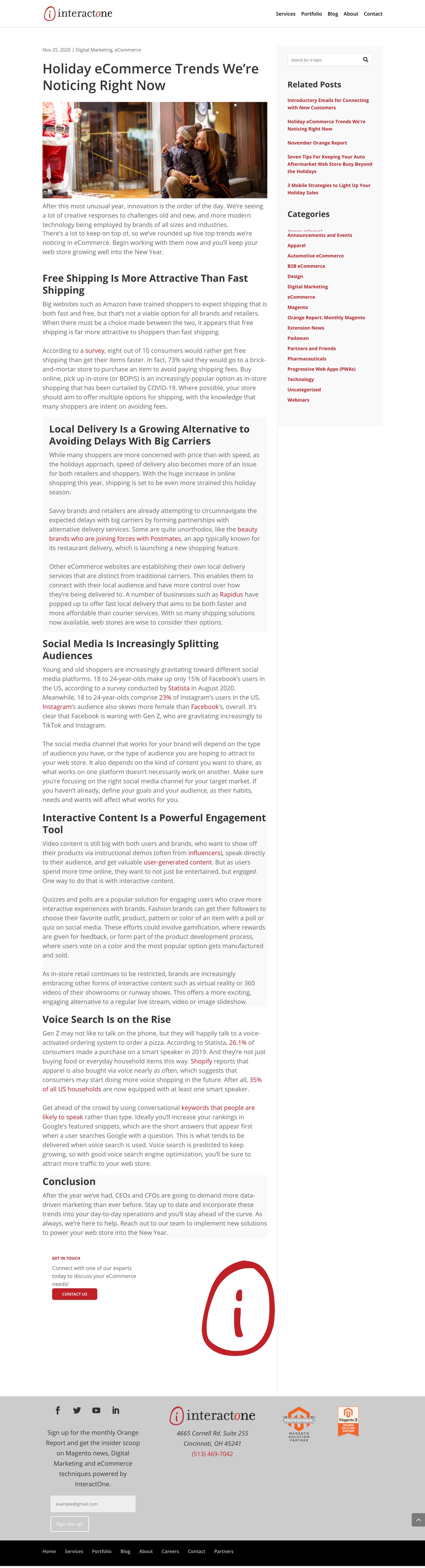 InteractOne blog post: Holiday ecommerce trends we&rsquo;re noticing right now