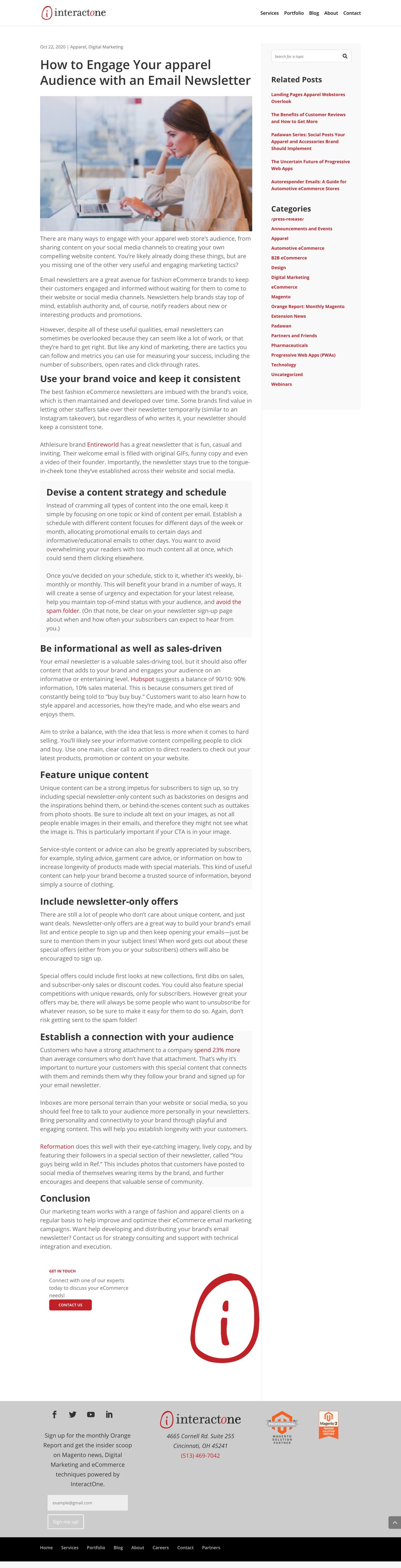 InteractOne blog post: How to engage your apparel audience with an email newsletter