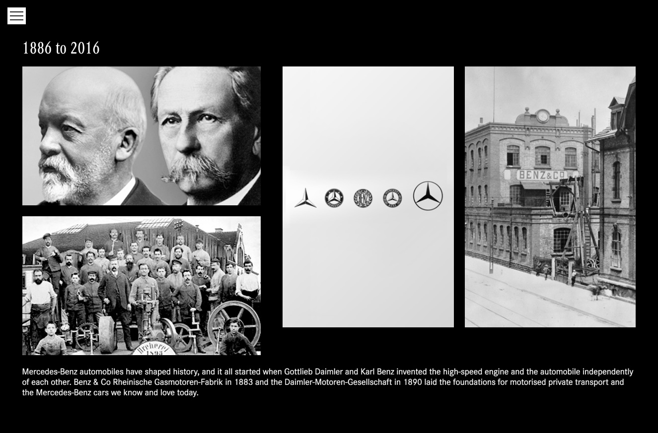 Mercedes-Benz end-of-year microsite, Cars page