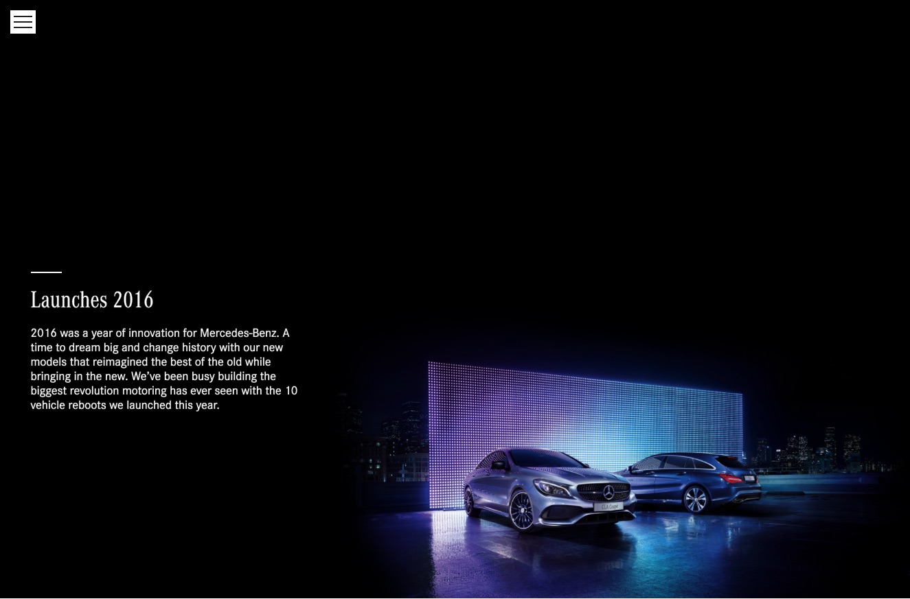 Mercedes-Benz end-of-year microsite, Cars page