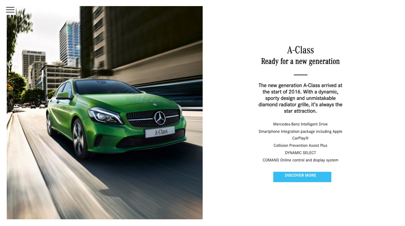 Mercedes-Benz end-of-year microsite, Cars page