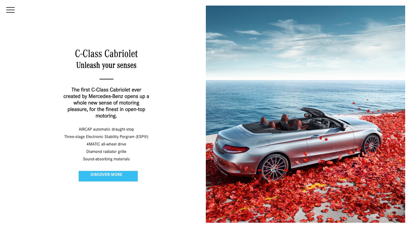 Mercedes-Benz end-of-year microsite, Cars page