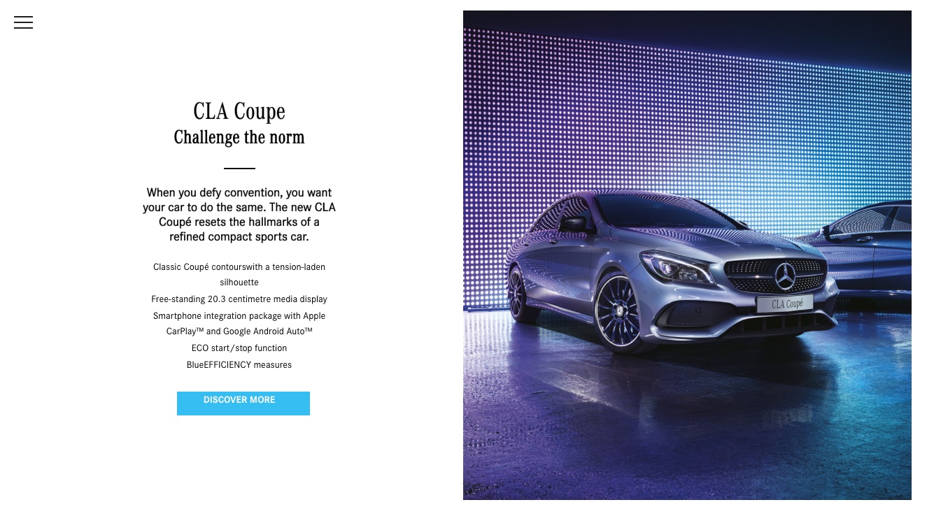 Mercedes-Benz end-of-year microsite, Cars page