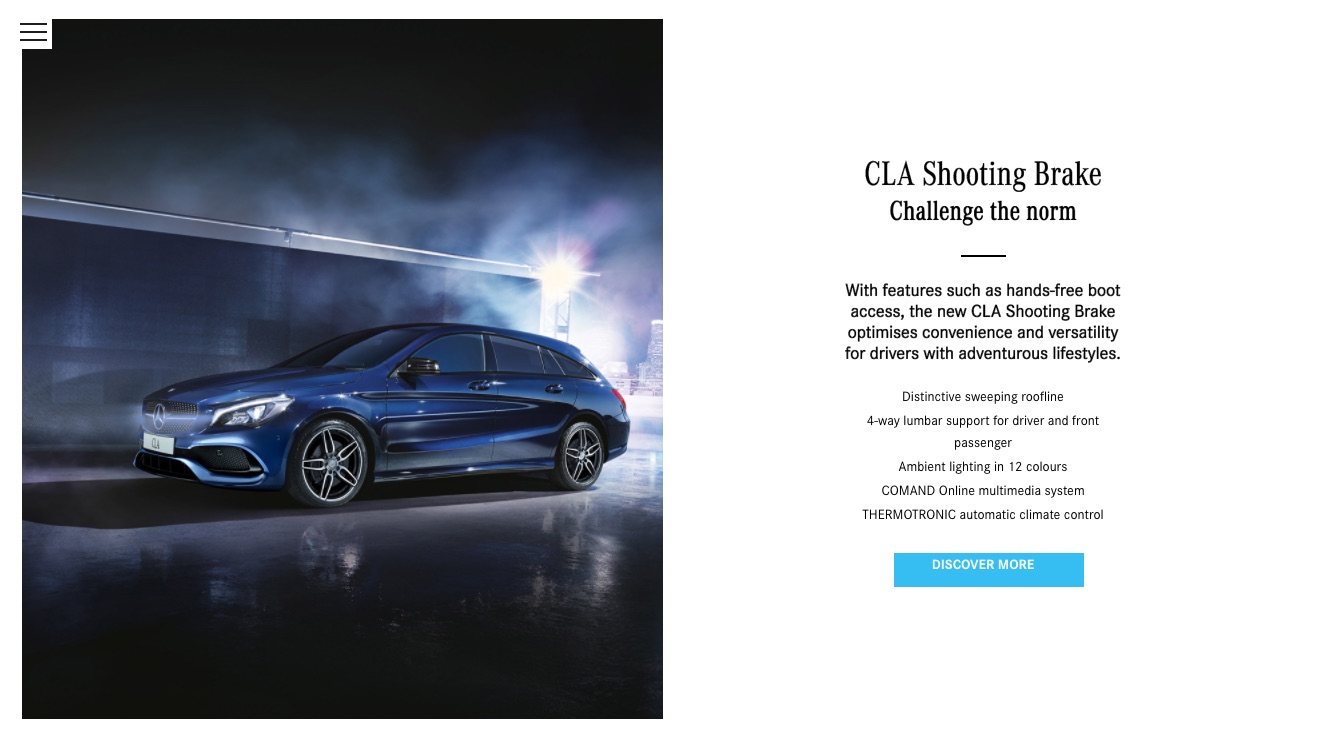 Mercedes-Benz end-of-year microsite, Cars page