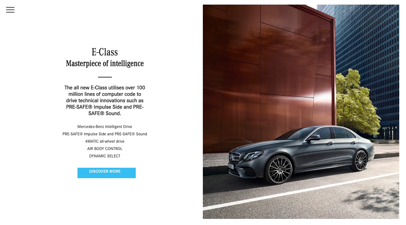 Mercedes-Benz end-of-year microsite, Cars page