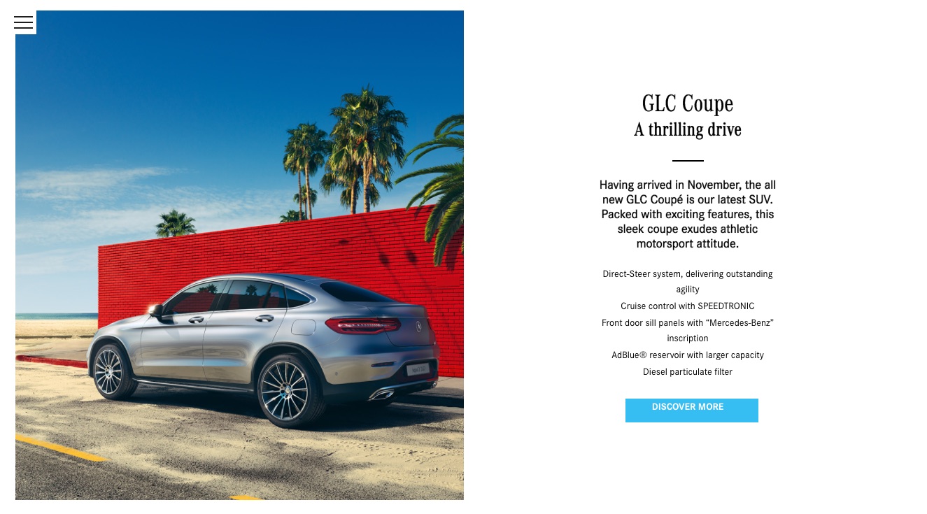Mercedes-Benz end-of-year microsite, Cars page