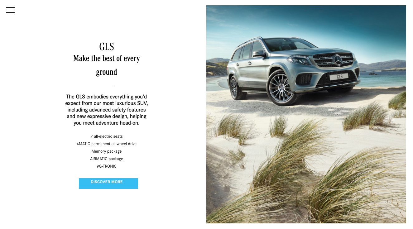 Mercedes-Benz end-of-year microsite, Cars page