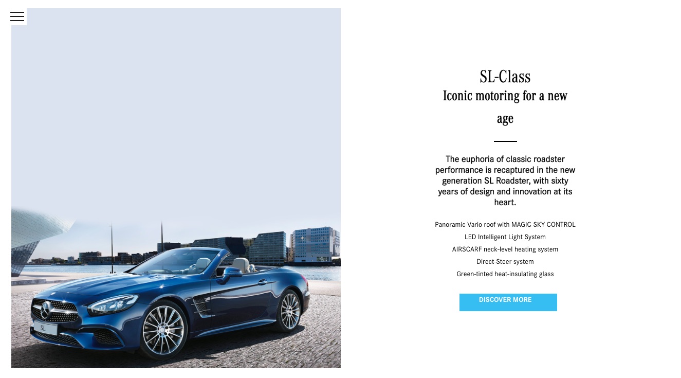 Mercedes-Benz end-of-year microsite, Cars page