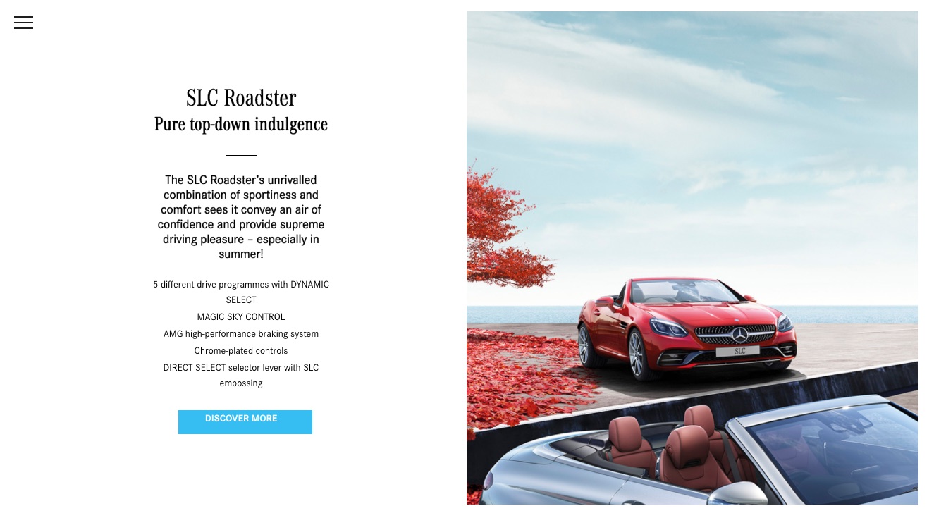 Mercedes-Benz end-of-year microsite, Cars page