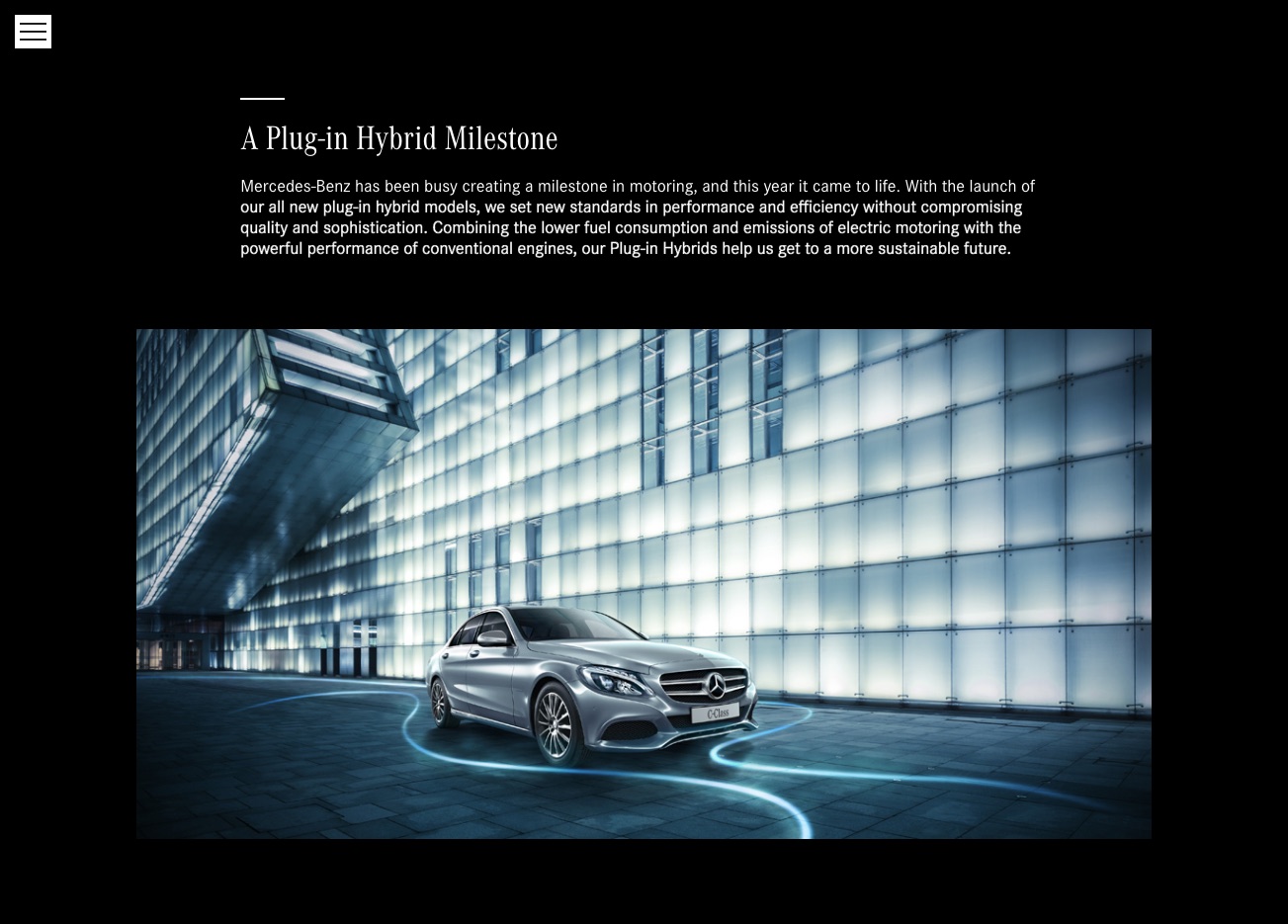 Mercedes-Benz end-of-year microsite, Hybrids page