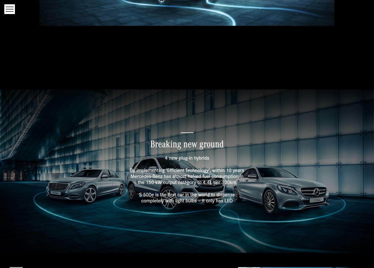 Mercedes-Benz end-of-year microsite, Hybrids page