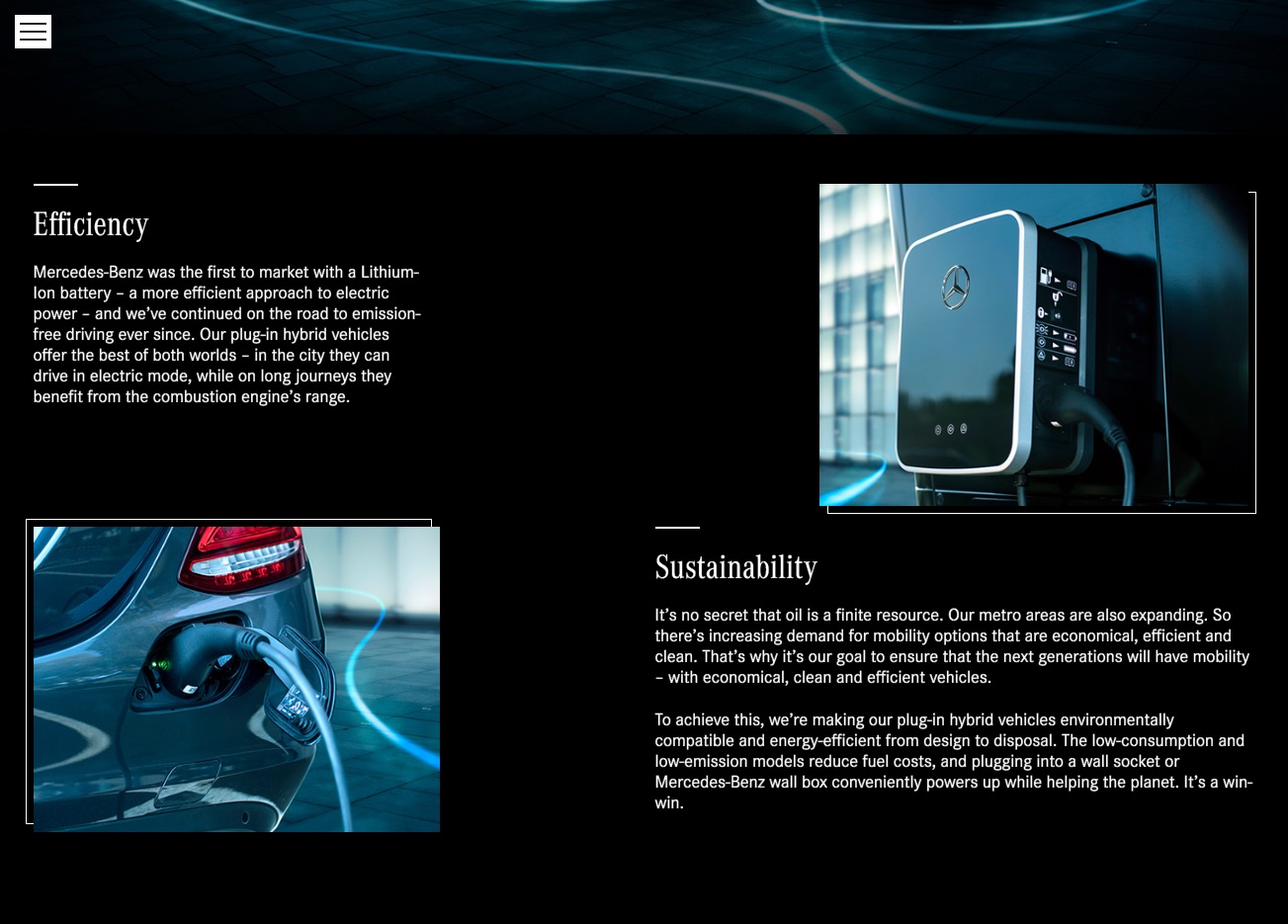 Mercedes-Benz end-of-year microsite, Hybrids page