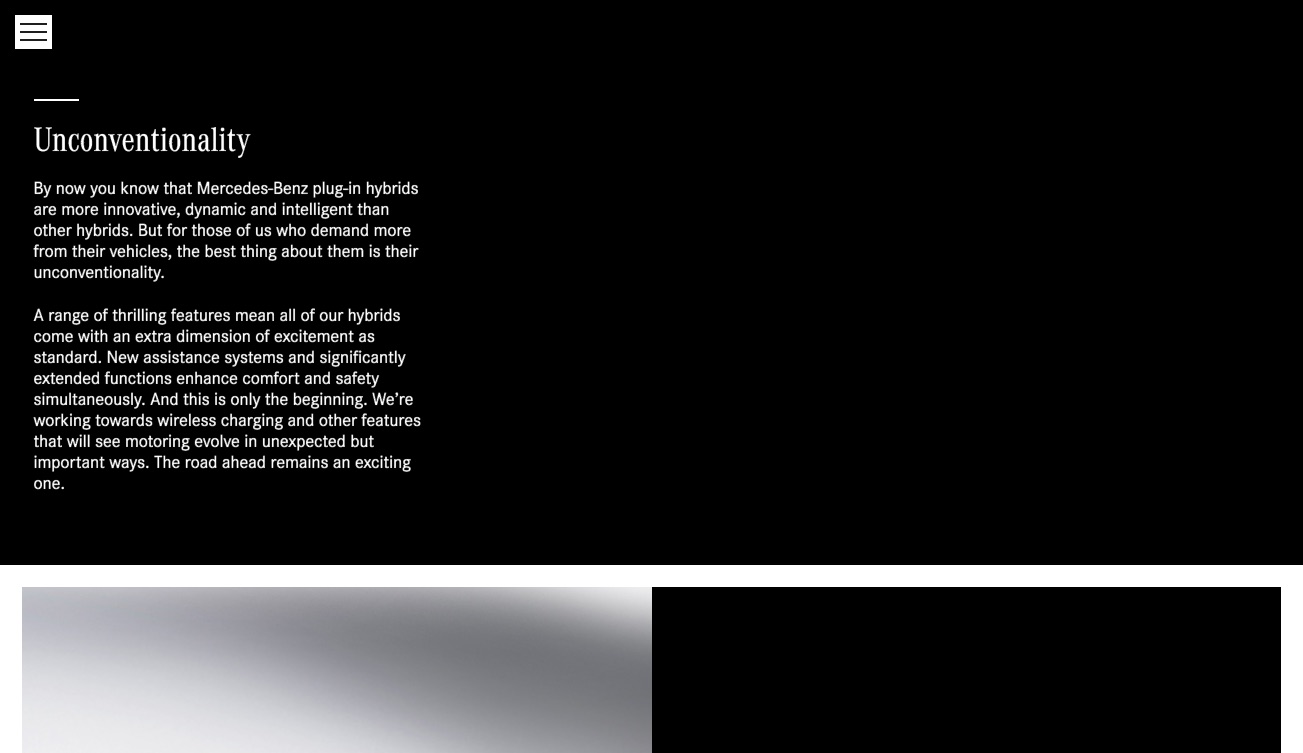 Mercedes-Benz end-of-year microsite, Hybrids page