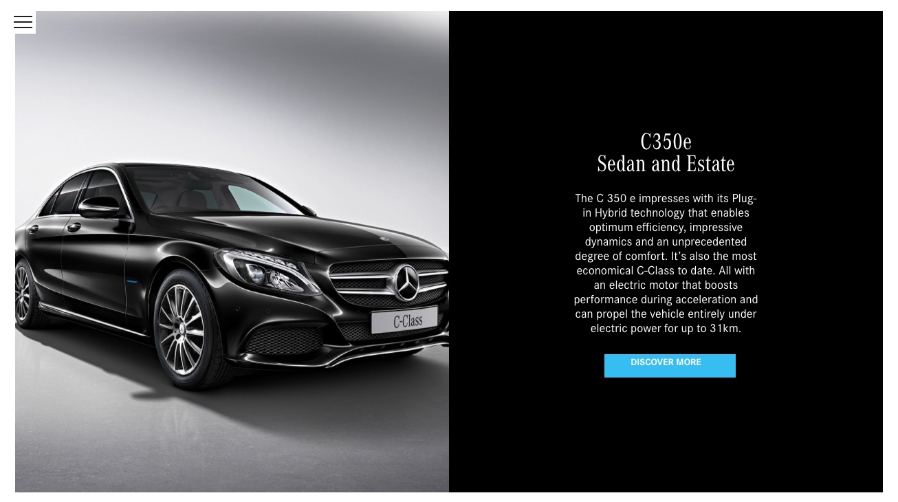 Mercedes-Benz end-of-year microsite, Hybrids page