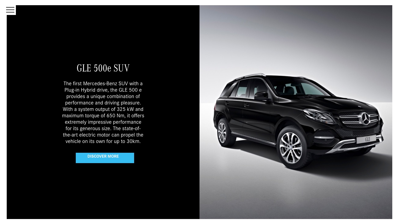 Mercedes-Benz end-of-year microsite, Hybrids page