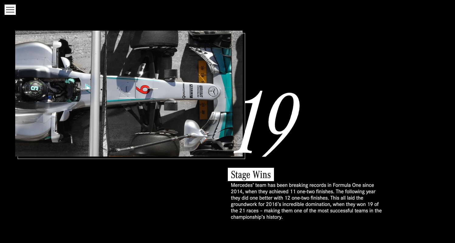 Mercedes-Benz end-of-year microsite, Formula One page