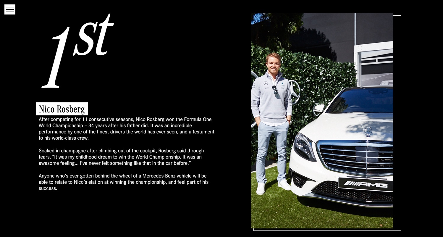 Mercedes-Benz end-of-year microsite, Formula One page