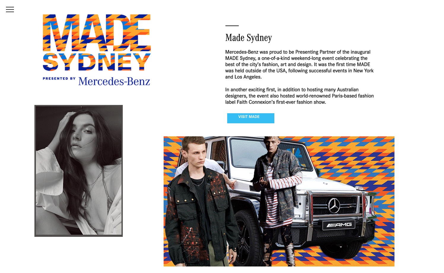 Mercedes-Benz end-of-year microsite, Fashion page