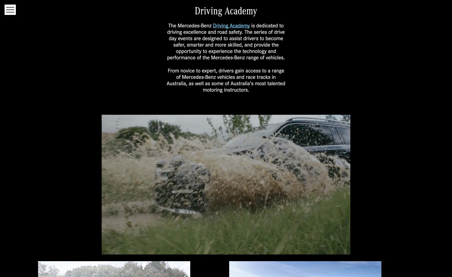 Mercedes-Benz end-of-year microsite, Experiences page