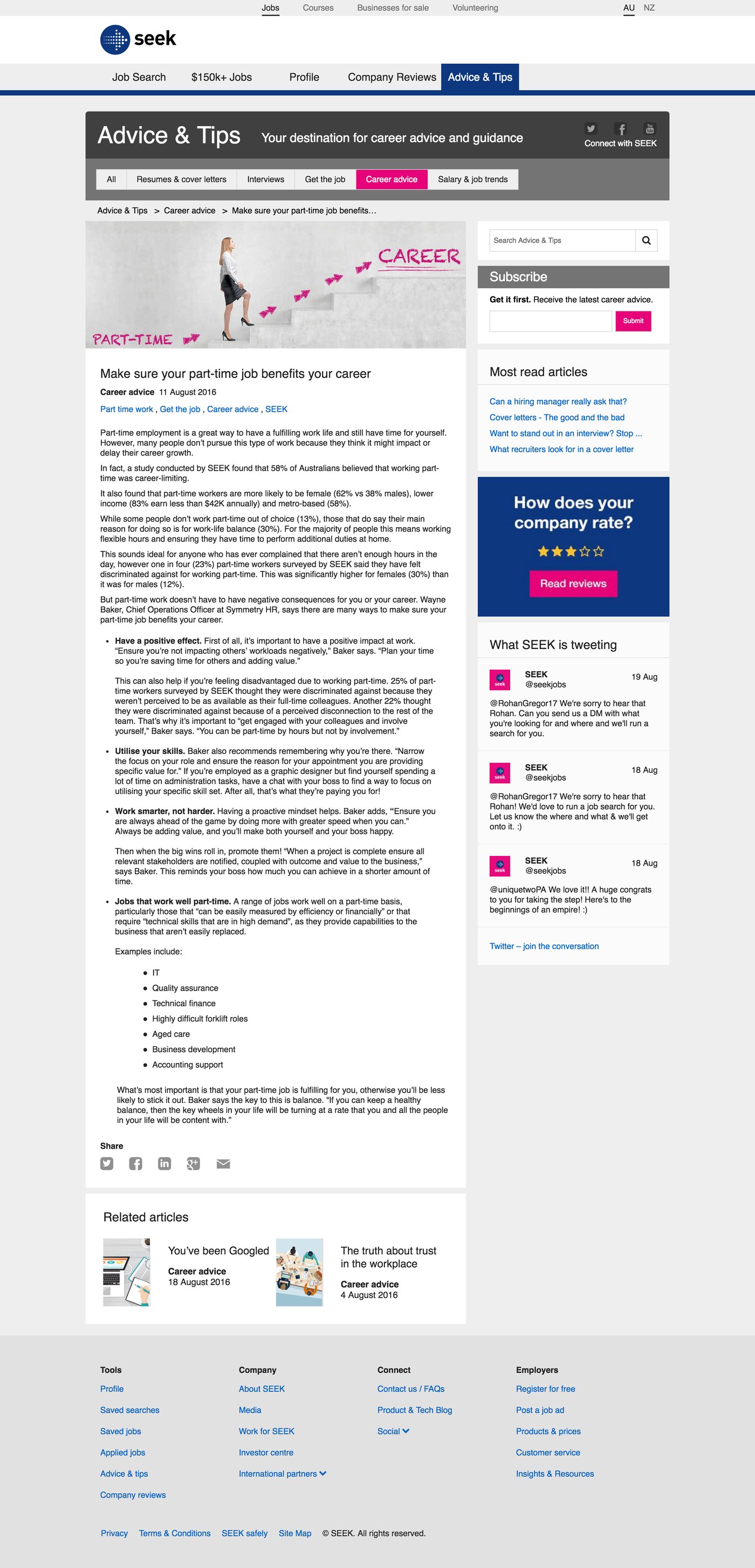 SEEK blog post: Make sure your part-time job benefits your career