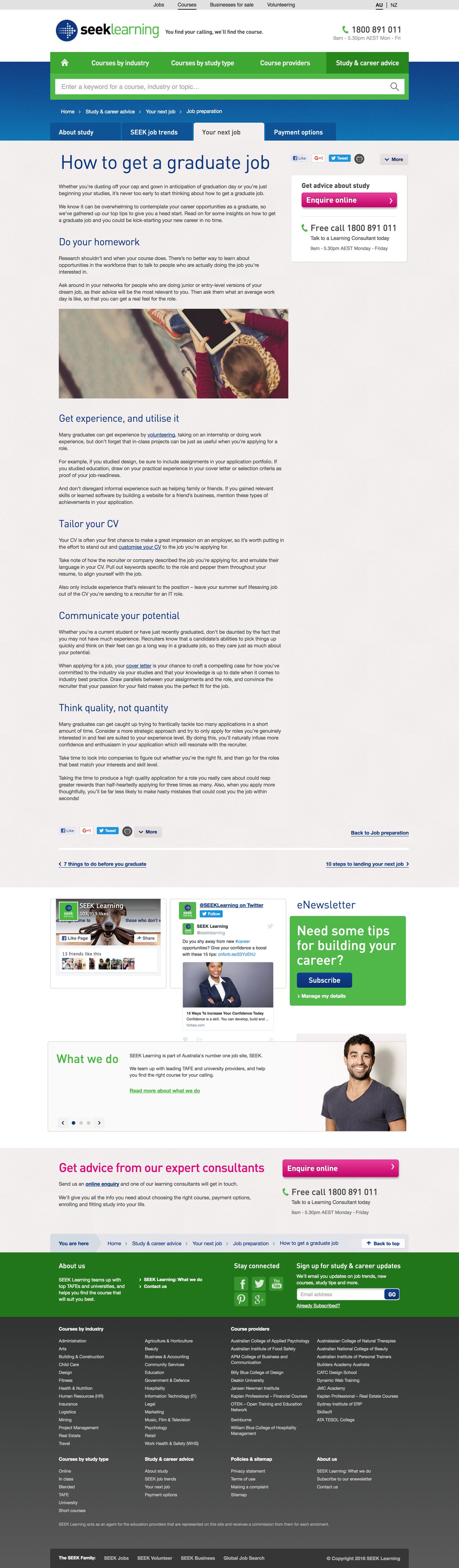 SEEK blog post: How to get a graduate job
