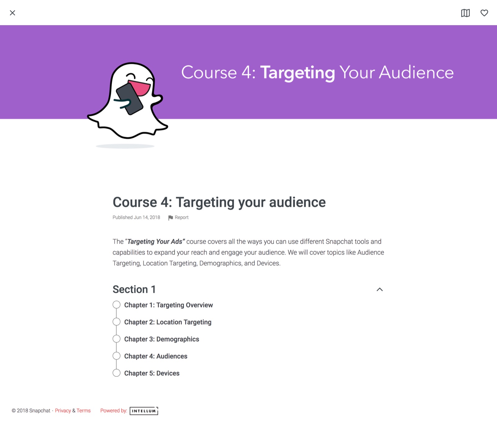 Snapchat Course 4: Targeting Your Audience outline