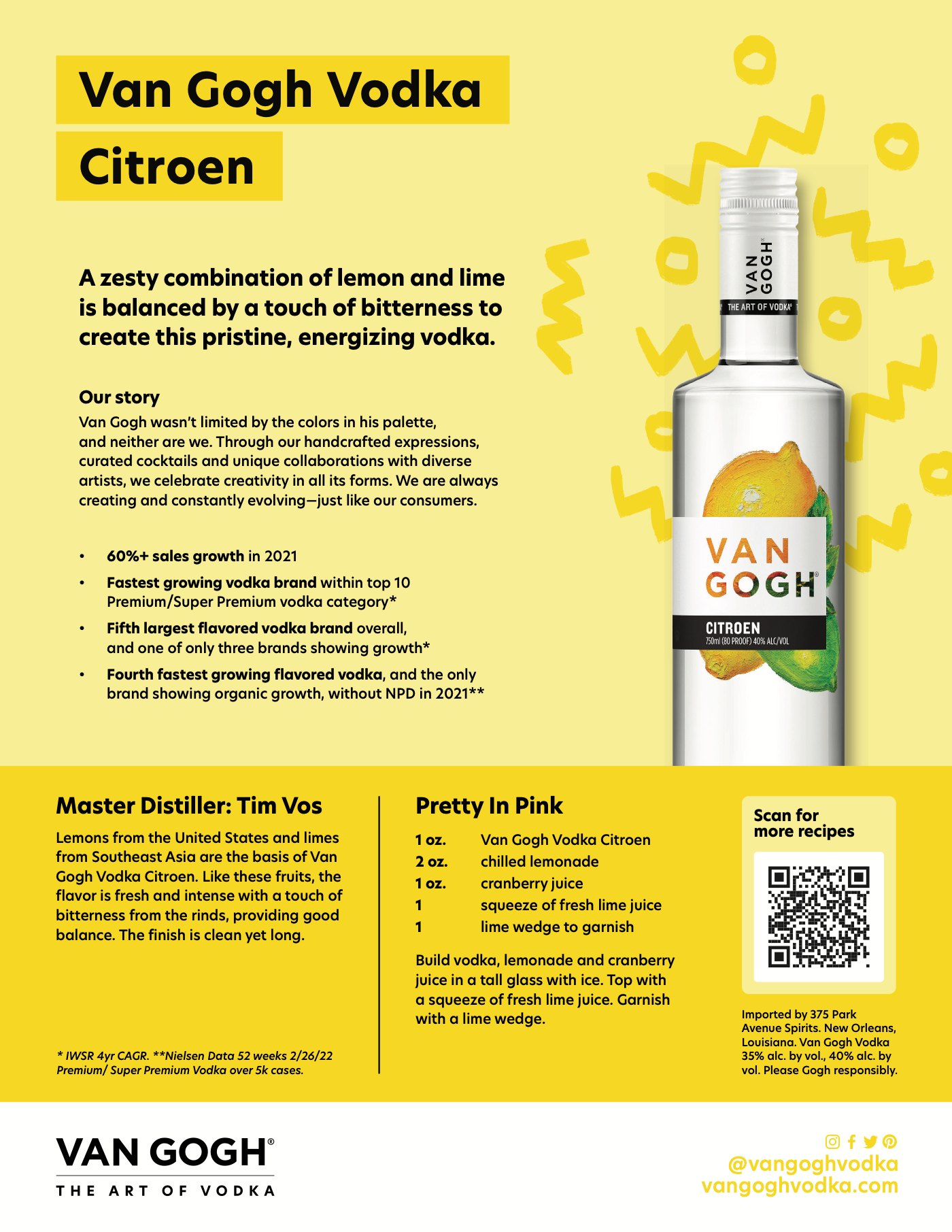 Van Gogh Vodka flavor sell sheet