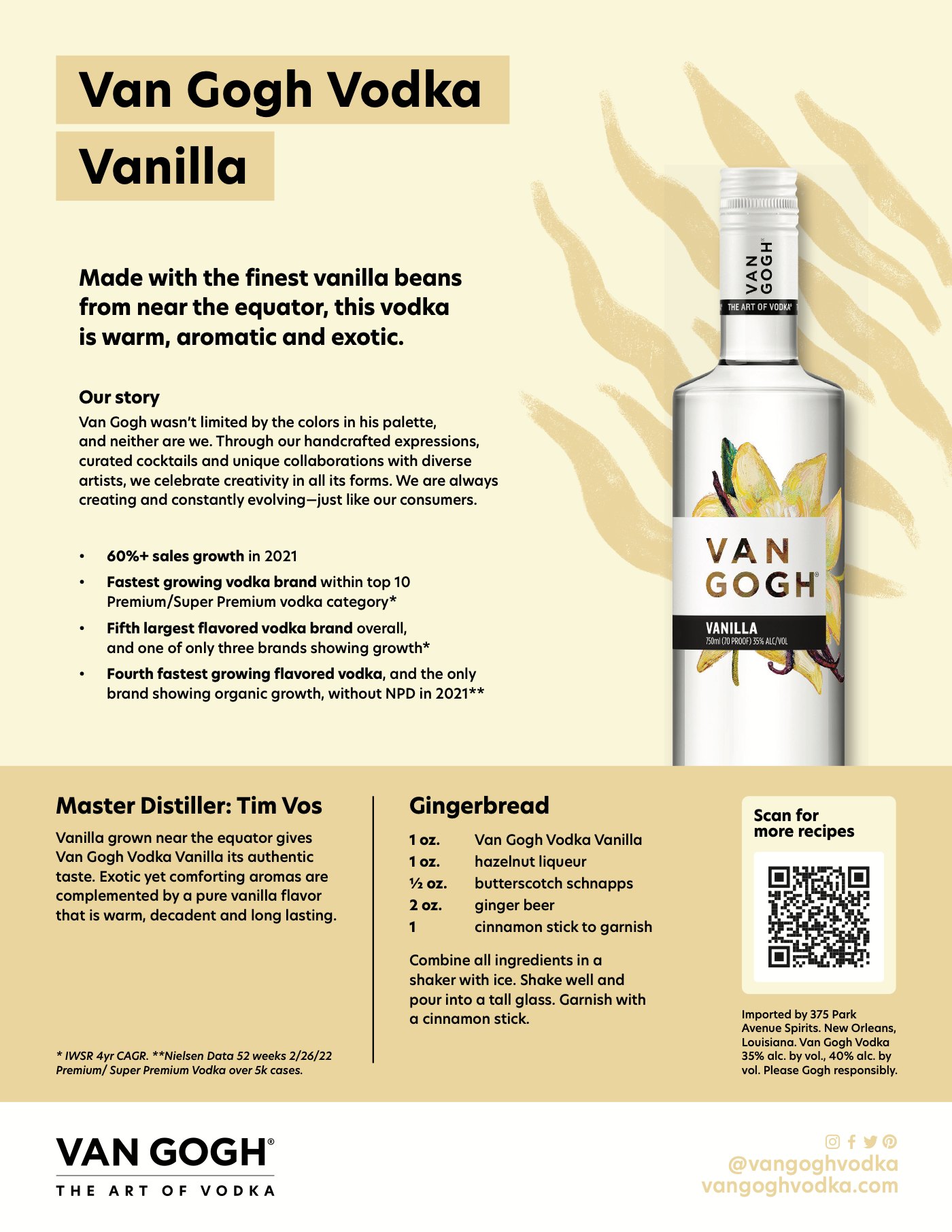 Van Gogh Vodka flavor sell sheet